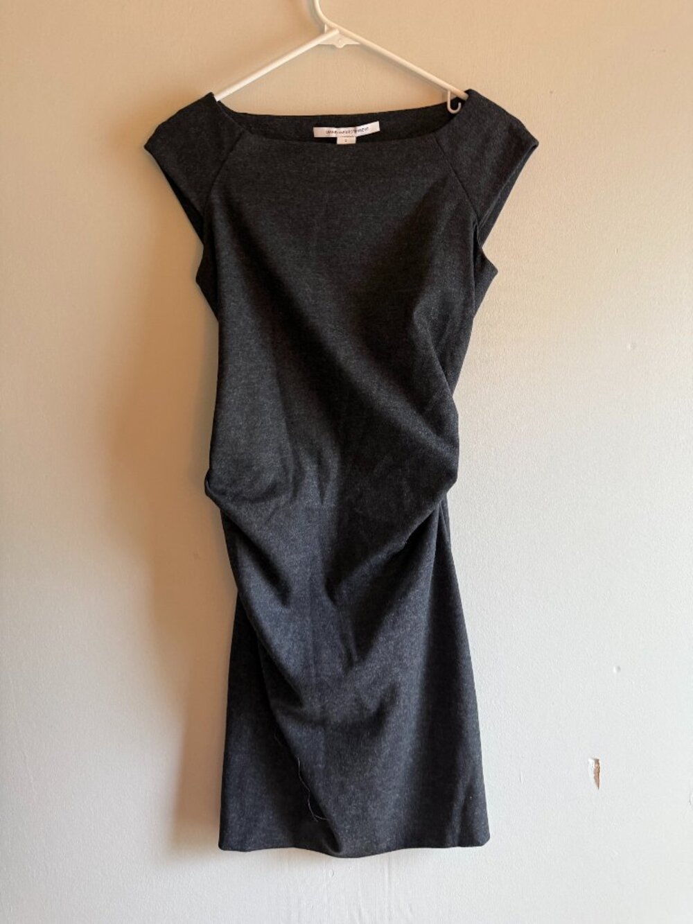 DVF Diane von Furstenberg Gabi Felted Wool Blend Ruched Sheath Dress Size 2